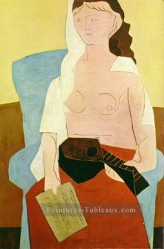 Femme à la mandoline 1909 Cubisme Peinture à l'huile